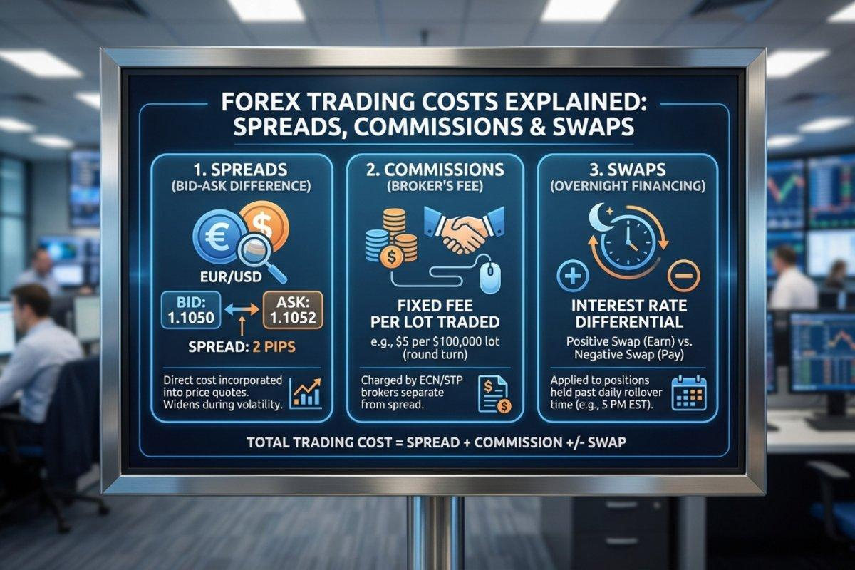 Ilustrasi Modul 5 — Memahami Spread, Swap, Komisi, dan Biaya Trading